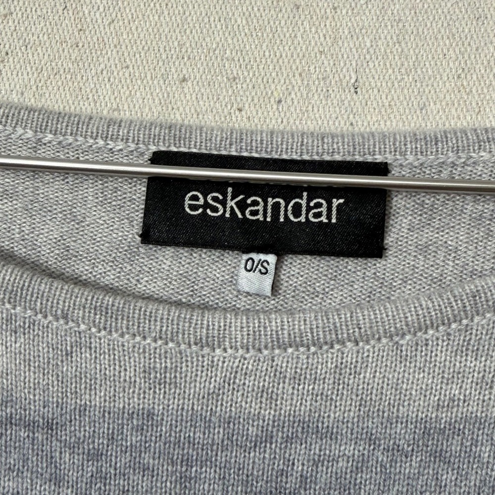 Eskandar Sweater Women One Size Gray Black Ombre Striped Cashmere Oversized Boxy - Picture 2 of 10